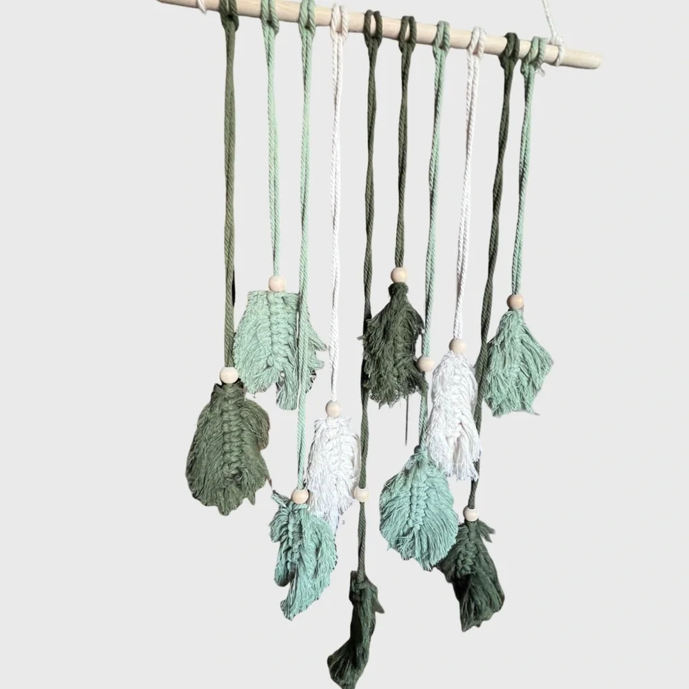 Handcrafted Leaf Wall Hanging Decor - Green and Blue